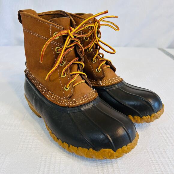LL Bean Womens 8 LW Bean Boot Unlined Duck Boot Brown/Brown 8" - Picture 1 of 10
